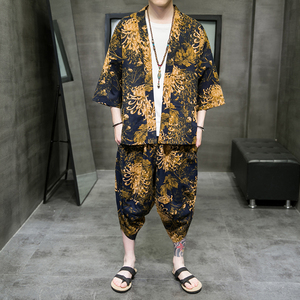 A3003*大码2021中国风棉麻印花开衫套装汉服套装p80
