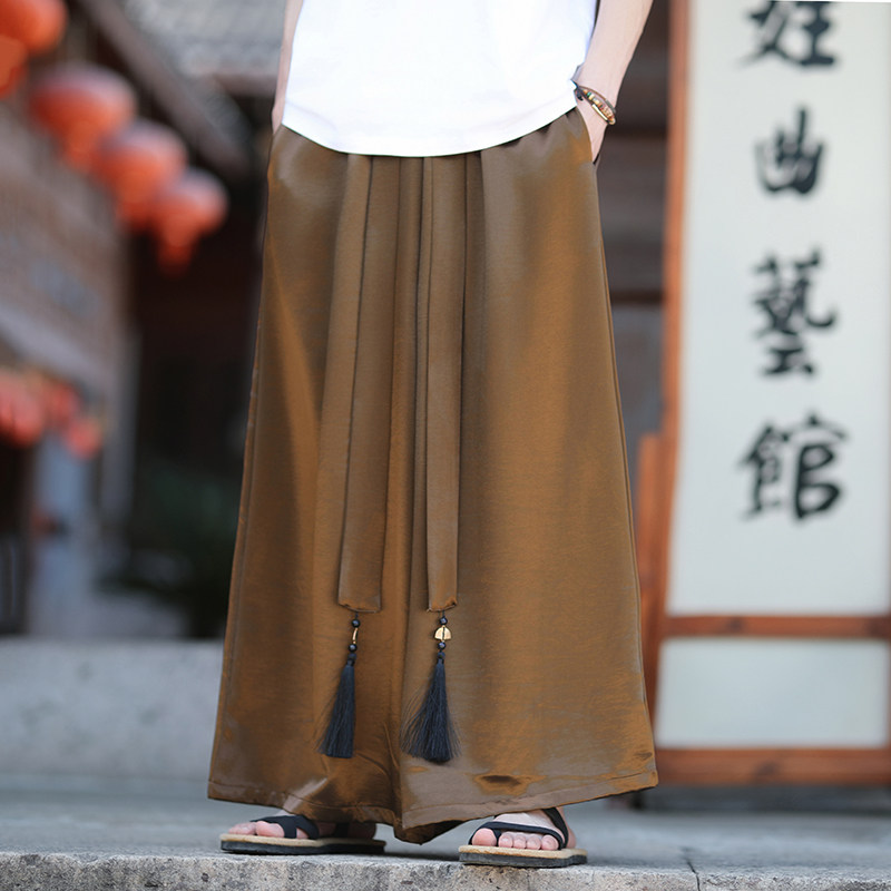 缎面冰丝垂感2026夏季风阔腿裤长裤休闲裤A2007-p68,男装休闲裤,钱塘7008(原4008)