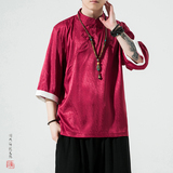 特价风夏2026冰丝抗皱唐装汉服短袖T恤特价A870p35，男装T恤，钱塘7008(原4008)