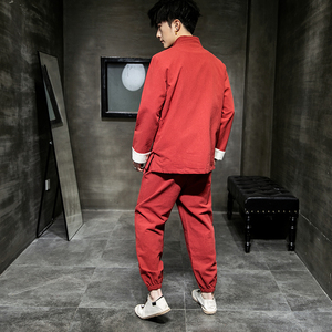 A1002风2021 圆刺绣 棉麻盘扣/唐装/汉服套装图片