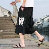 A4012跑量风大码夏2023汉服古风袋鼠裤七分裤p45，男装休闲裤，钱塘7008(原4008)