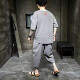 特价2026夏风老虎头刺绣短袖T恤+七分裤套装A1038-P50，男装牛仔裤，钱塘7008(原4008)