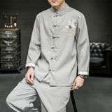 A2033*新品冰丝面料2021夏男士仙鹤刺绣中国风T恤套装P95，男装休闲套装，钱塘7008(原4008)