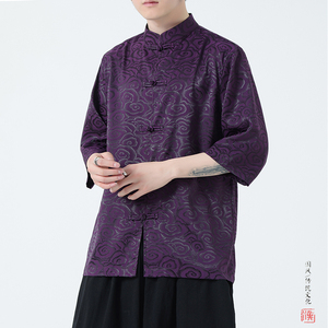 现货！风 冰丝款 提花夏2026新中式短袖衬衫/衬衣A623*p65图片