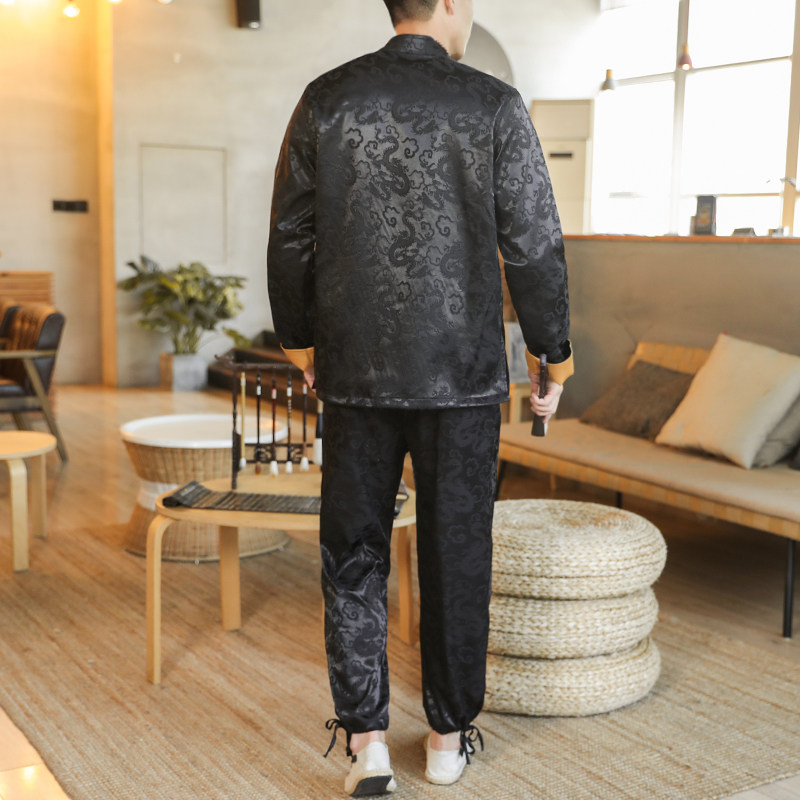 A1093秋冬装新品风2020纯色提花复合布汉服套装,男装民族服装,钱塘7008(原4008)