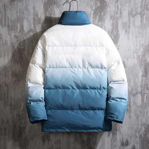 J196渐变撞色 2020冬爆款M-5XL大码 立领棉衣棉服P120图片