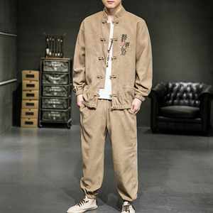 A2021人气！中国风2021春夏 篆文刺绣 盘扣/唐装/汉服套装P100图片