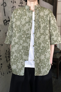 新品夏2026 提花3色 风 汉服短袖衬衫/衬衣A672-p65图片