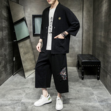 新夏2026大码风刺绣款开衫套装汉服套装A730*p100，男装休闲套装，钱塘7008(原4008)