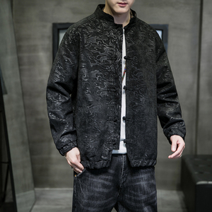 A6003风2021中龙花纹 秋冬夹克唐装 汉服盘扣 外套图片