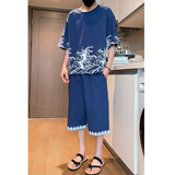 2026夏款新套装新品棉麻T恤+七分裤A005-P80，男装牛仔裤，钱塘7008(原4008)