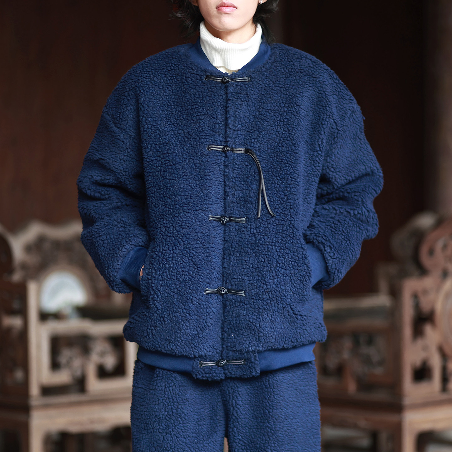 A338-P100特价2025羊羔毛套装唐装棉衣加厚汉服棉袄外套套装,男装棉衣,钱塘7008(原4008)
