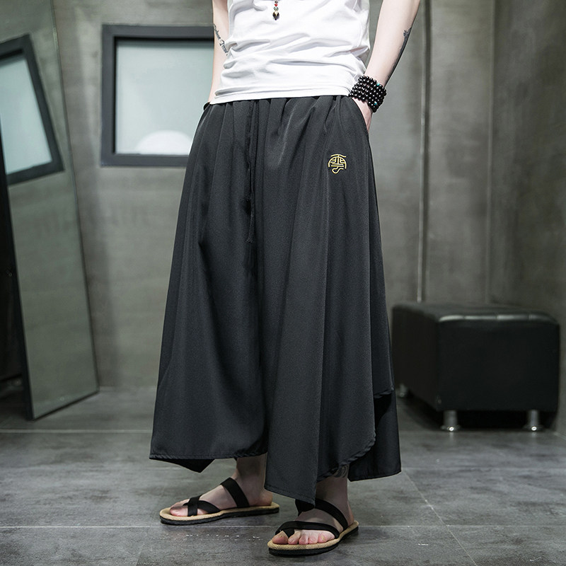 黑暗风百搭大码风2026不规则裙裤九分裤A872-1p60,男装休闲裤,钱塘7008(原4008)
