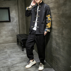 A1006秋冬大码中国风2020 龙刺绣 盘扣/汉服套装P130图片