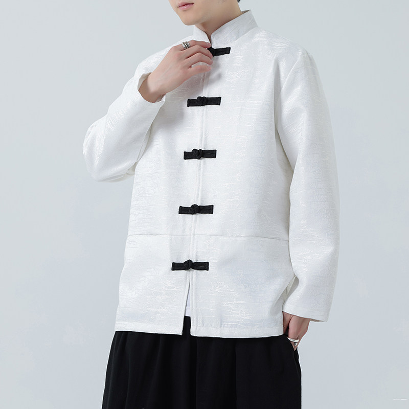 2026春新中式黑白色婚礼唐装汉服夹克外套A655-P105,男装夹克,钱塘7008(原4008)