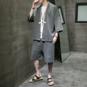 A3026*大码2021中国风 华夫格面料 开衫汉服套装p85图片