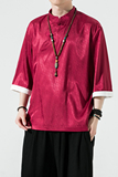 特价风夏2026冰丝抗皱唐装汉服短袖T恤特价A870p35，男装T恤，钱塘7008(原4008)