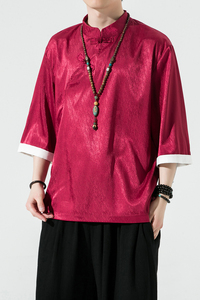 特价风夏2026 冰丝抗皱 唐装汉服 短袖T恤特价A870 p35图片