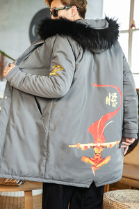A889风大码2021男装 孙悟空 中长款棉衣图片