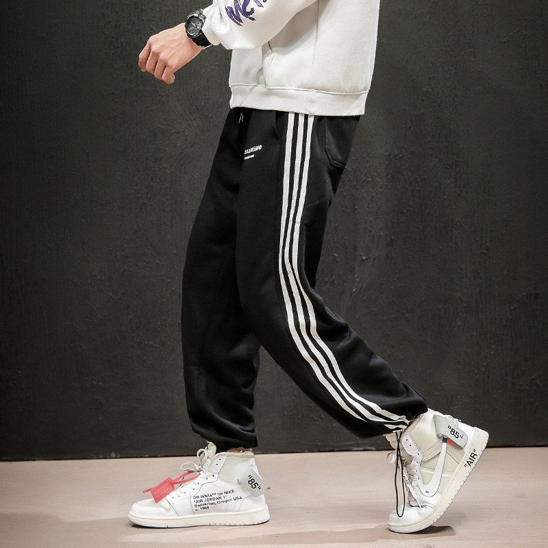 AK102*跑量上新2021秋冬束脚抽绳三杠针织休闲裤子P45加绒10,男装休闲裤,钱塘7008(原4008)