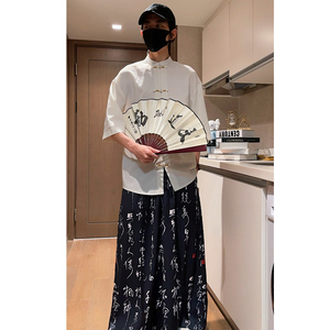 跑量竹节仿麻百搭单色 夏2026 风 汉服短袖衬衫/衬衣A810-p45图片