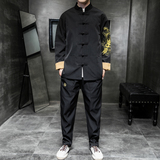 A792特价中国风2021春手臂刺绣民族男款套装P70，男装民族服装，钱塘7008(原4008)