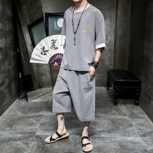 A762*中国风2021夏装 佛系盘坐莲花 短袖套装P95图片