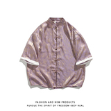 平铺白底夏新款2024冰丝5色风汉服短袖衬衫/衬衣A867-p48，男装衬衫，钱塘7008(原4008)