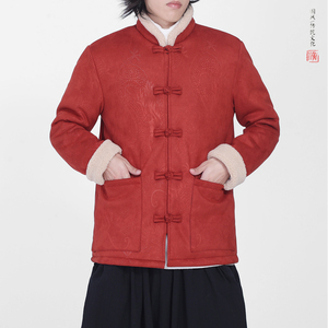 麂皮绒提花龙冬2025新中式盘扣外套 唐装红棉衣外套A551-P148图片