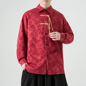 2026秋春 提花 新中式 风 盘扣 长袖衬衫A903*P70图片