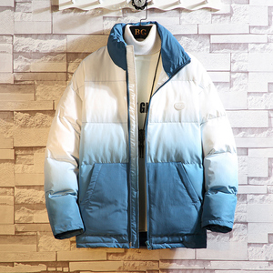 J196砖墙渐变撞色 2020冬M-5XL大码 立领棉衣棉服P120图片