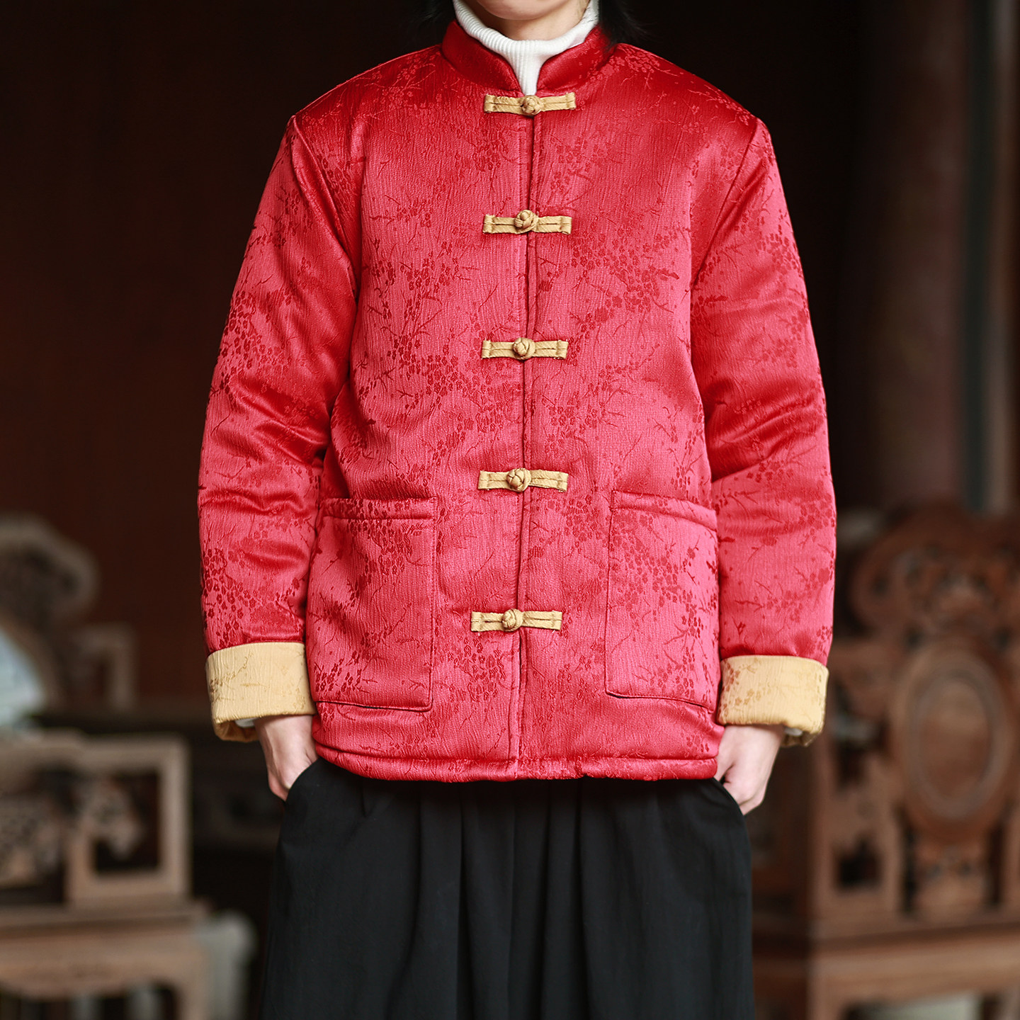 现货！新年红2025冬季风唐装棉衣汉服棉袄外套A510-P140,男装棉衣,钱塘7008(原4008)