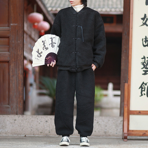 A338-P100特价2025羊羔毛套装唐装棉衣加厚汉服棉袄外套套装