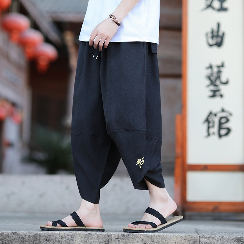 新品上架夏季2026刺绣宽松哈伦裤七分裤K1047-P50，男装牛仔裤，钱塘7008(原4008)