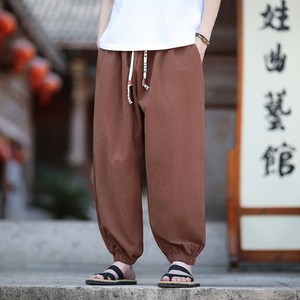棉麻裤 2026春夏 风大码 纯色 哈伦裤A7117*p45图片