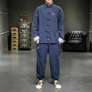 2026春大码反光条新中式棉麻唐装/汉服套装特价A2020-P80