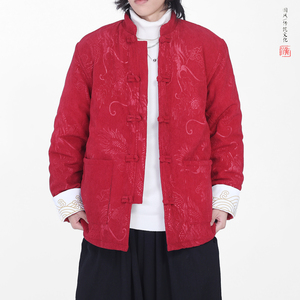 灯芯绒提花龙冬2025新中式盘扣外套 唐装红棉衣外套A552-P148图片