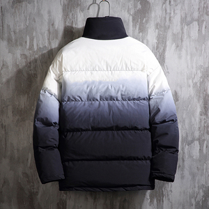 J196渐变撞色2色 2020冬装爆款M-5XL大码 立领棉衣棉服P120图片