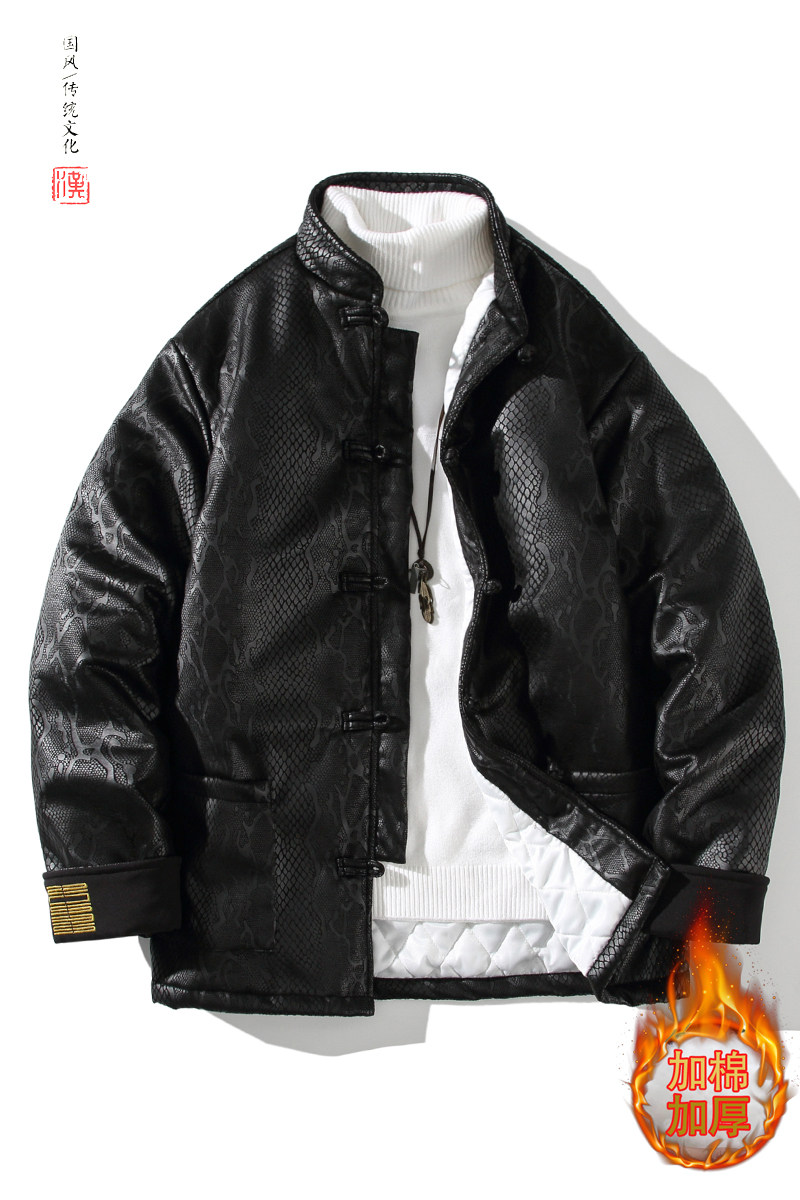 2025冬提花龙唐装风中青年中式汉服盘扣棉衣A522-P138,男装棉衣,钱塘7008(原4008)