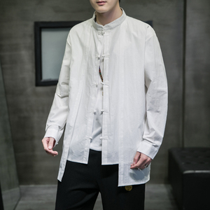A6009*大码2021风 盘扣男 假两件长袖衬衫图片