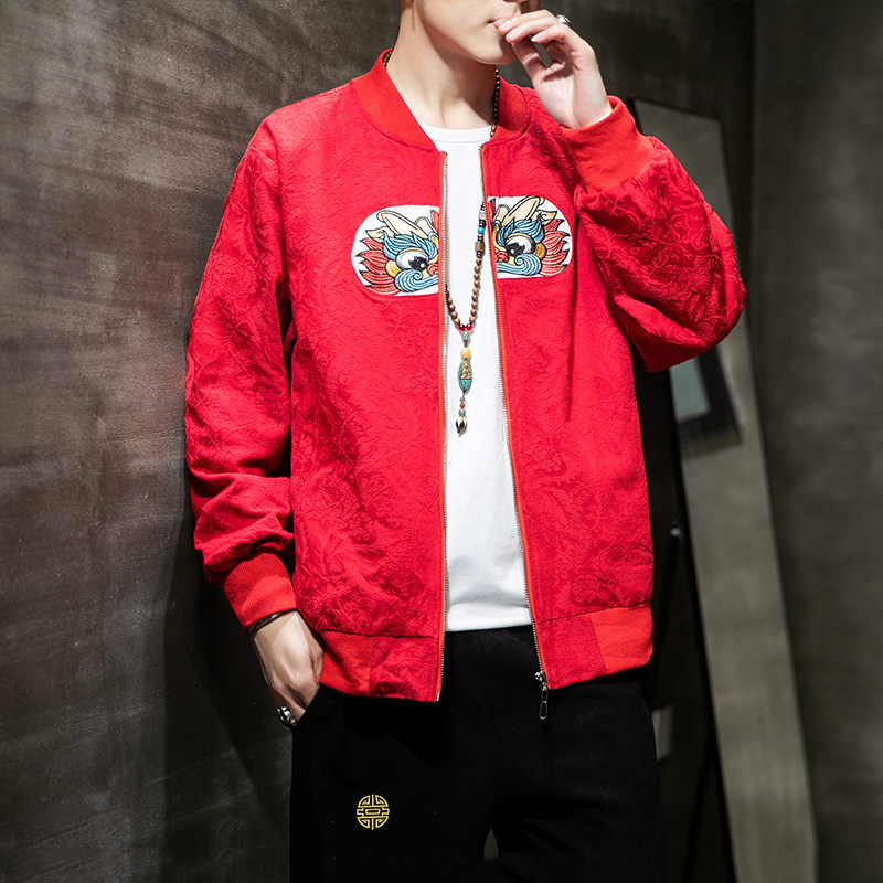 A1016中国风2021春大码大刺绣夹克男外套p120,男装夹克,钱塘7008(原4008)