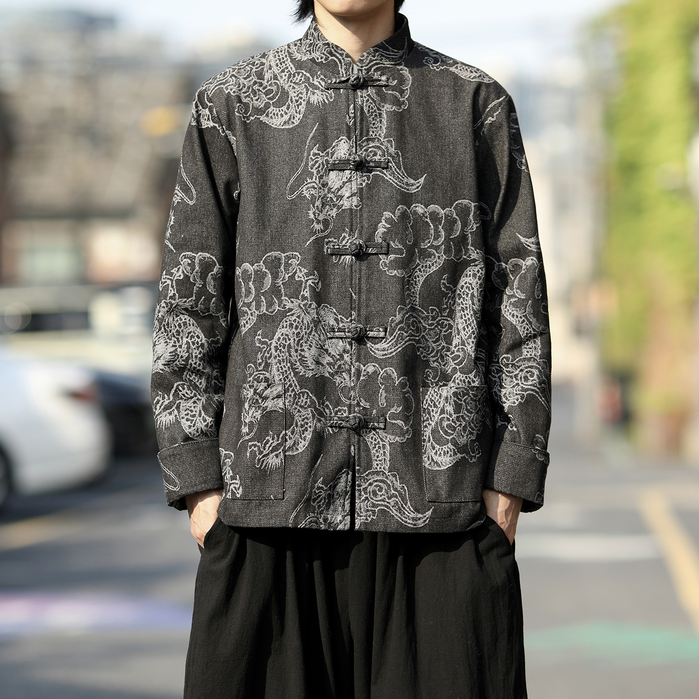 龙牛仔2025秋冬 新中式风 夹克唐装外套A823-P110，男装夹克，钱塘7008(原4008)
