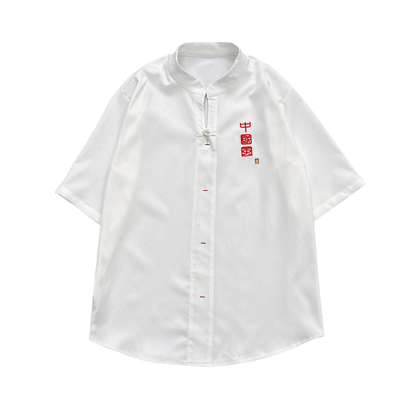 现货特P50冰丝白色V领风夏2026汉服男士短袖T恤A861,男装T恤,钱塘7008(原4008)