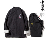 F01风2021秋款男套装盘扣民族汉服套装，男装民族服装，钱塘7008(原4008)