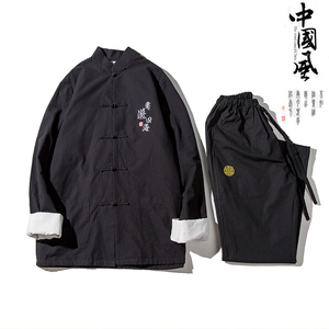 F01风2021秋款男套装 盘扣 民族汉服套装图片
