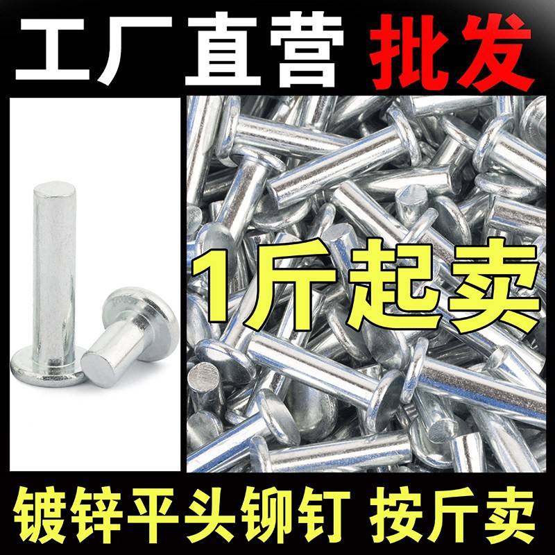 GB.109镀锌平头铁铆实心铆钉敲击钉式平帽卯按钉斤卖m2M25M3M4-M6