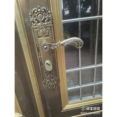 罗普斯金铝合大门锁门老式家用通用型仿古对开双活执手金压把门锁