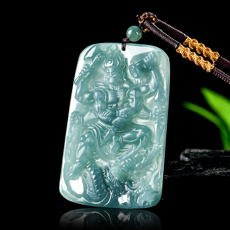 天下玉家翡翠冰种蓝水神龙不动明王玉石吊坠生肖鸡本命佛守护神