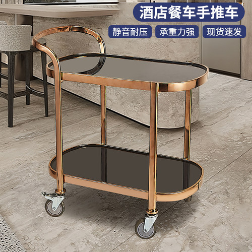 酒店餐厅不锈钢手推车双层茶水车