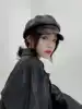 Three-dimensional version of pu leather octagonal hat female net red winter British retro Japanese Korean version tide beret autumn and winter